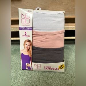 No Boundaries Cotton Stretch Camisoles 3-Pack - White, Pink, Gray